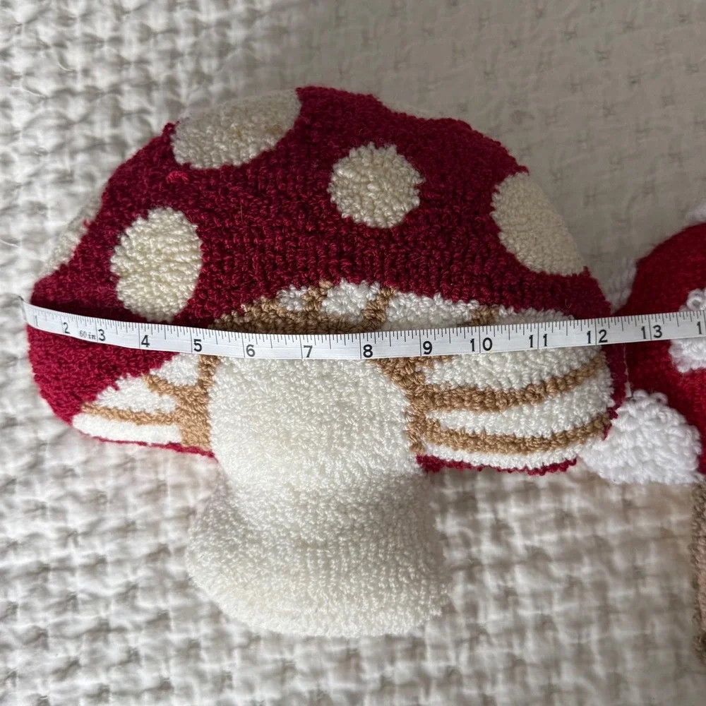 Pair of Mushroom Hooked Wool‎ Accent Pillows.